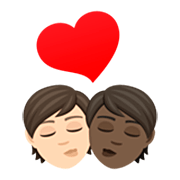 🧑🏻‍❤️‍💋‍🧑🏿 Emoji sich küssendes Paar: Person, Person, helle Hautfarbe, dunkle Hautfarbe JoyPixels 7.0.