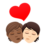 🧑🏾‍❤️‍💋‍🧑🏻 Emoji sich küssendes Paar: Person, Person, mitteldunkle Hautfarbe, helle Hautfarbe JoyPixels 7.0.