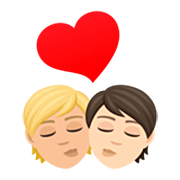 🧑🏼‍❤️‍💋‍🧑🏻 Emoji sich küssendes Paar: Person, Person, mittelhelle Hautfarbe, helle Hautfarbe JoyPixels 7.0.