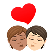 🧑🏽‍❤️‍💋‍🧑🏻 Emoji sich küssendes Paar: Person, Person, mittlere Hautfarbe, helle Hautfarbe JoyPixels 7.0.