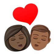 👩🏿‍❤️‍💋‍👨🏾 Emoji sich küssendes Paar - Frau: dunkle Hautfarbe, Mann: mitteldunkle Hautfarbe JoyPixels 7.0.