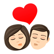 👩🏻‍❤️‍💋‍👨🏻 Emoji Beso - Mujer: Tono De Piel Claro, Hombre: Tono De Piel Claro en JoyPixels 7.0.