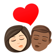 sich küssendes Paar - Frau: helle Hautfarbe, Mann: mitteldunkle Hautfarbe JoyPixels 7.0.