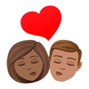 sich küssendes Paar - Frau: mittelhelle Hautfarbe, Mann: mittlere Hautfarbe JoyPixels 7.0.