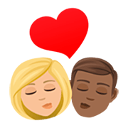 👩🏼‍❤️‍💋‍👨🏾 Emoji Beijo - Mulher: Pele Morena Clara, Homem: Pele Morena Escura na JoyPixels 7.0.