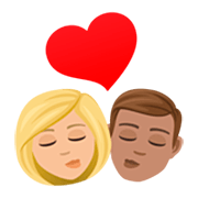👩🏼‍❤️‍💋‍👨🏽 Emoji Beso - Mujer: Tono De Piel Claro Medio, Hombre: Tono De Piel Medio en JoyPixels 7.0.