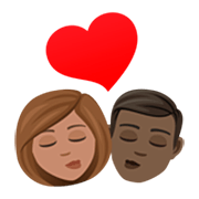 👩🏽‍❤️‍💋‍👨🏿 Emoji Beso - Mujer: Tono De Piel Medio, Hombre: Tono De Piel Oscuro en JoyPixels 7.0.