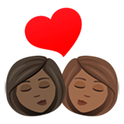 👩🏿‍❤️‍💋‍👩🏾 Emoji sich küssendes Paar - Frau: dunkle Hautfarbe, Frau: mitteldunkle Hautfarbe JoyPixels 7.0.