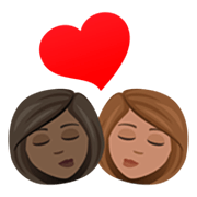 👩🏿‍❤️‍💋‍👩🏽 Emoji Beijo - Mulher: Pele Escura, Mulher: Pele Morena na JoyPixels 7.0.