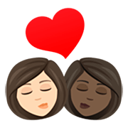 👩🏻‍❤️‍💋‍👩🏿 Emoji Beso - Mujer, Mujer: Tono De Piel Claro, Tono De Piel Oscuro en JoyPixels 7.0.