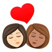 👩🏻‍❤️‍💋‍👩🏽 Emoji Beijo - Mulher: Pele Clara, Mulher: Pele Morena Clara na JoyPixels 7.0.