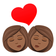👩🏾‍❤️‍💋‍👩🏾 Emoji sich küssendes Paar - Frau: mitteldunkle Hautfarbe, Frau:mitteldunkle Hautfarbe JoyPixels 7.0.