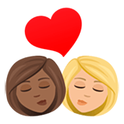 👩🏾‍❤️‍💋‍👩🏼 Emoji Beijo - Mulher: Pele Morena Escura, Mulher: Pele Morena Clara na JoyPixels 7.0.