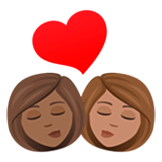 👩🏾‍❤️‍💋‍👩🏽 Emoji Beijo - Mulher: Pele Morena Escura, Mulher: Pele Morena na JoyPixels 7.0.