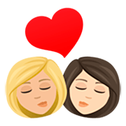 👩🏼‍❤️‍💋‍👩🏻 Emoji Beijo - Mulher: Pele Morena Clara, Mulher: Pele Clara na JoyPixels 7.0.