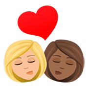👩🏼‍❤️‍💋‍👩🏾 Emoji Beijo - Mulher: Pele Clara, Mulher: Pele Morena Escura na JoyPixels 7.0.
