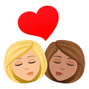 👩🏼‍❤️‍💋‍👩🏽 Emoji Beijo - Mulher: Pele Morena Clara, Mulher: Pele Morena na JoyPixels 7.0.
