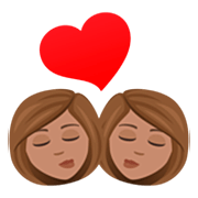 👩🏽‍❤️‍💋‍👩🏽 Emoji Beijo - Mulher: Pele Morena, Mulher: Pele Morena na JoyPixels 7.0.