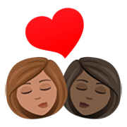 👩🏽‍❤️‍💋‍👩🏿 Emoji Beijo - Mulher: Pele Morena, Mulher: Pele Escura na JoyPixels 7.0.