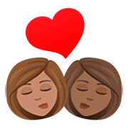 👩🏽‍❤️‍💋‍👩🏾 Emoji Beijo - Mulher: Pele Morena, Mulher: Pele Morena Escura na JoyPixels 7.0.