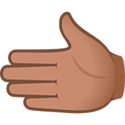 Emoji 🫲🏽 Mano Sinistra: Carnagione Olivastra su JoyPixels 7.0.