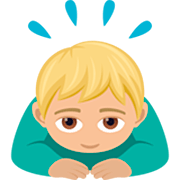 Emoji 🙇🏼‍♂️ Uomo Che Fa Inchino Profondo: Carnagione Abbastanza Chiara su JoyPixels 7.0.