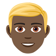 Emoji 👱🏿‍♂️ Uomo Biondo: Carnagione Scura su JoyPixels 7.0.