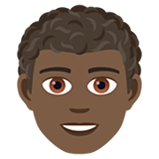 👨🏿‍🦱 Emoji Mann: dunkle Hautfarbe, lockiges Haar JoyPixels 7.0.