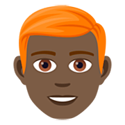 👨🏿‍🦰 Emoji Mann: dunkle Hautfarbe, rotes Haar JoyPixels 7.0.