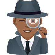 🕵🏾‍♂️ Emoji Detective Hombre: Tono De Piel Oscuro Medio en JoyPixels 7.0.