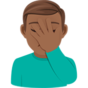 🤦🏾‍♂️ Emoji sich an den Kopf fassender Mann: mitteldunkle Hautfarbe JoyPixels 7.0.