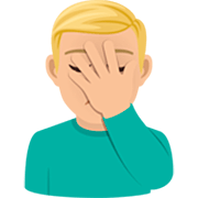 Emoji 🤦🏼‍♂️ Uomo Esasperato: Carnagione Abbastanza Chiara su JoyPixels 7.0.
