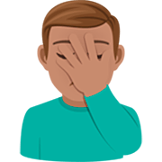 🤦🏽‍♂️ Emoji Homem Decepcionado: Pele Morena na JoyPixels 7.0.