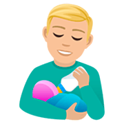 Emoji 👨🏼‍🍼 Uomo Che Allatta: Carnagione Abbastanza Chiara su JoyPixels 7.0.