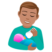 Émoji 👨🏽‍🍼 Homme Allaitant Un Bébé : Peau Légèrement Mate sur JoyPixels 7.0.