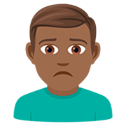 🙍🏾‍♂️ Emoji Homem Franzindo A Sobrancelha: Pele Morena Escura na JoyPixels 7.0.