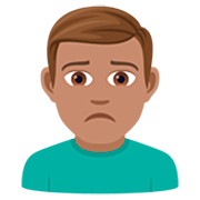 🙍🏽‍♂️ Emoji missmutiger Mann: mittlere Hautfarbe JoyPixels 7.0.