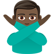 🙅🏿‍♂️ Emoji Hombre Haciendo El Gesto De «no»: Tono De Piel Oscuro en JoyPixels 7.0.