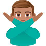 🙅🏽‍♂️ Emoji Hombre Haciendo El Gesto De «no»: Tono De Piel Medio en JoyPixels 7.0.
