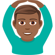 Mann mit Händen auf dem Kopf: mitteldunkle Hautfarbe JoyPixels 7.0.