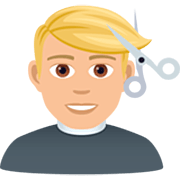 Émoji 💇🏼‍♂️ Homme Qui Se Fait Couper Les Cheveux : Peau Moyennement Claire sur JoyPixels 7.0.