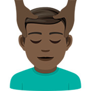 💆🏿‍♂️ Emoji Mann, der eine Kopfmassage bekommt: dunkle Hautfarbe JoyPixels 7.0.