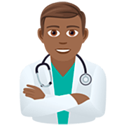 👨🏾‍⚕️ Emoji Homem Profissional Da Saúde: Pele Morena Escura na JoyPixels 7.0.
