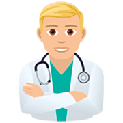 👨🏼‍⚕️ Emoji Profesional Sanitario Hombre: Tono De Piel Claro Medio en JoyPixels 7.0.