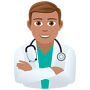👨🏽‍⚕️ Emoji Homem Profissional Da Saúde: Pele Morena na JoyPixels 7.0.