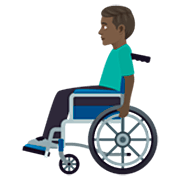 👨🏿‍🦽 Emoji Mann in manuellem Rollstuhl: dunkle Hautfarbe JoyPixels 7.0.