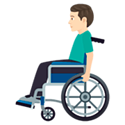 Mann in manuellem Rollstuhl: helle Hautfarbe JoyPixels 7.0.