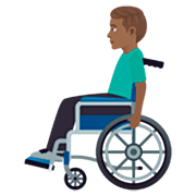 👨🏾‍🦽 Emoji Mann in manuellem Rollstuhl: mitteldunkle Hautfarbe JoyPixels 7.0.