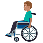 👨🏽‍🦽 Emoji Homem Em Cadeira De Rodas Manual: Pele Morena na JoyPixels 7.0.