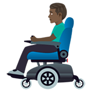 Mann in elektrischem Rollstuhl: dunkle Hautfarbe JoyPixels 7.0.